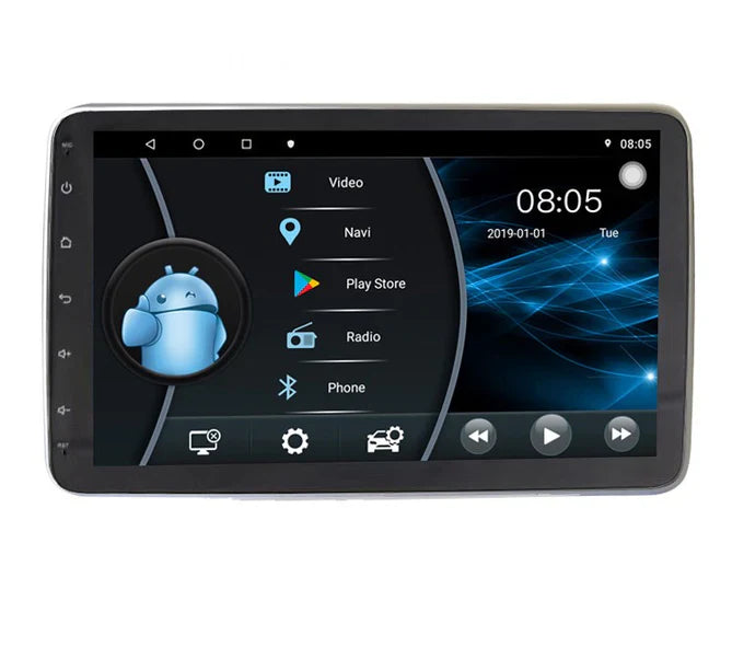 10'' 1-DIN Universal Android skærm, med Apple Carplay & Android Auto
