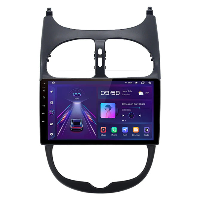 9'' Peugeot 206 Android radio, med Apple Carplay & Android Auto