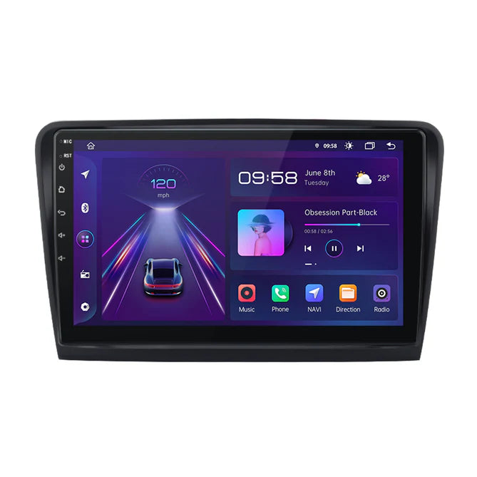 10'' Android multimedia touchsystem til Skoda Superb 2, med Apple Carplay & Android Auto