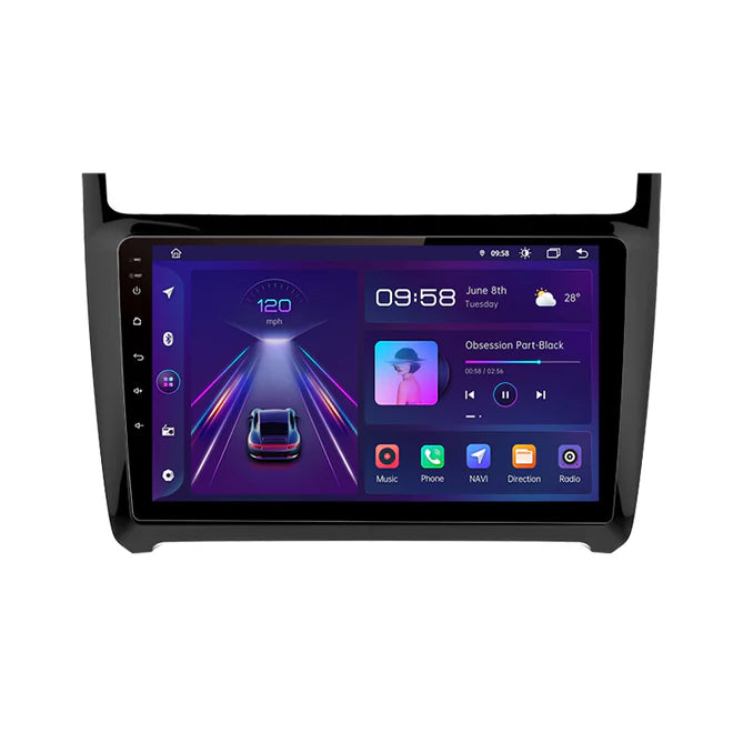 9'' Android multimedia touchsystem til Volkswagen Polo 6R/6C (2011-2017), med Apple Carplay & Android Auto