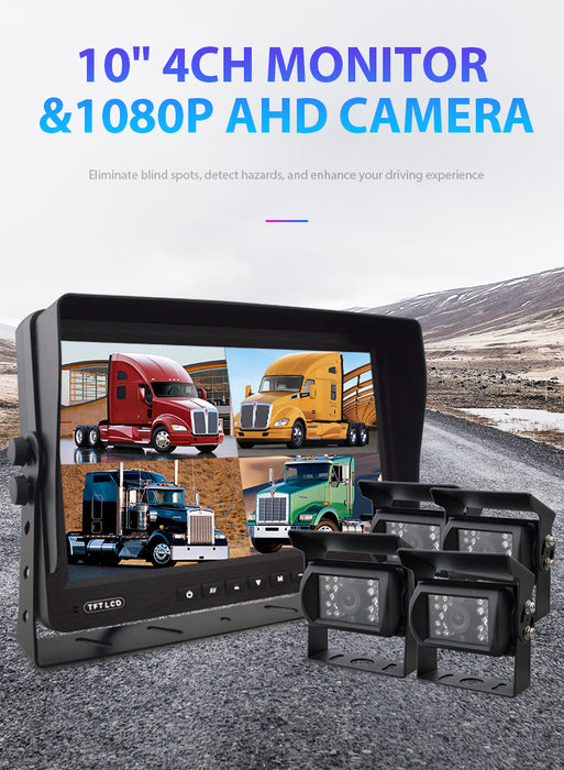 PRO HD Bakkamera KIT med  10'' Monitor + 4 HD Bakkamera