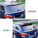 Black roof bagspoiler for BMW F11 2011-2017 before and after installation comparison