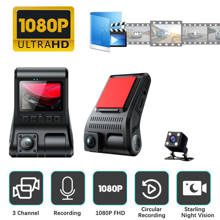 Dashkamera Pro – 1080P Dual Kamera med Kabineoptagelse og Parkeringsvagt
