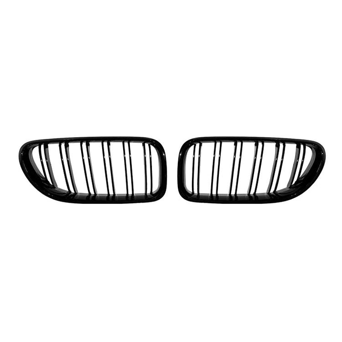 Gloss black double mesh kidney grille set for BMW 6 Series F06 F12 F13 2011-2018 front bumper