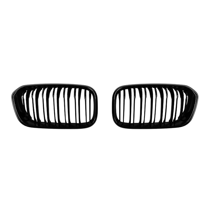 Frontgrill til BMW 1-Serie F20 (2015-2018) Dobbelt Lamel - Blank Sort