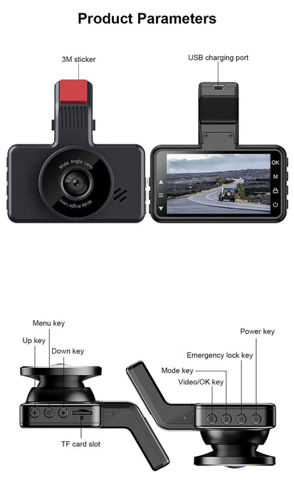 Dual Dashkamera Sæt Plus - 1080p Front & 720P Bag