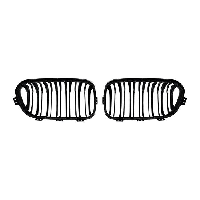 Frontgrill til BMW 1-Serie F20 (2015-2018) Dobbelt Lamel - Blank Sort