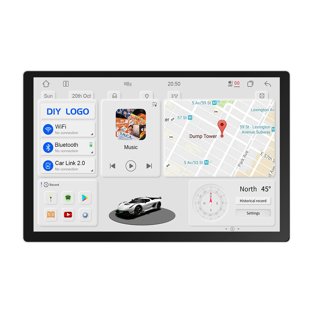 13'' 2-DIN Universal Android skærm, med Apple Carplay & Android Auto ...