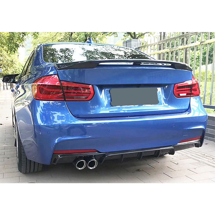 Bagdiffuser til BMW 3-serie F30 (2012–2019) – M-Performance Look – Enkeltsidet dobbeltudstødning – Blank Sort