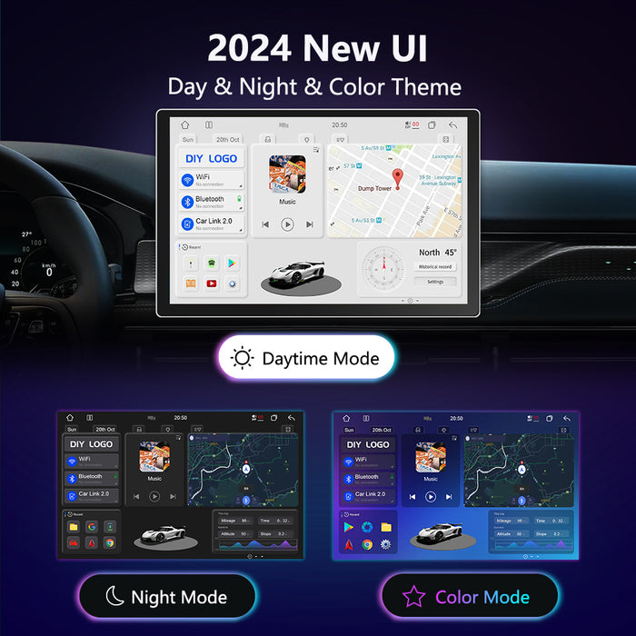 13'' 2-DIN Universal Android skærm, med Apple Carplay & Android Auto