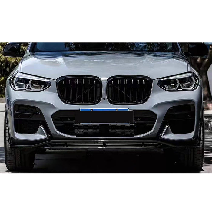BMW X5 G01 black double kidney grill front bumper replacement set with vertical mesh design