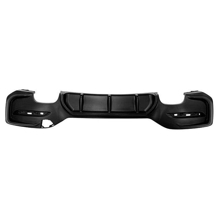 Black BMW 1-Series F20 F21 M-Package rear diffuser with aggressive multi-vent design for enhanced styling