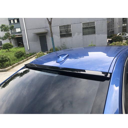 BMW 3-Series F30 black boot spoiler trunk lip 2012-2018 installation on blue sedan