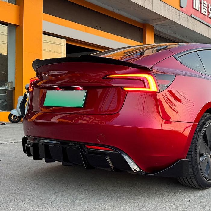 Bagdiffuser med Sidesplitter til Tesla Model 3 (2023+) – Blank Sort