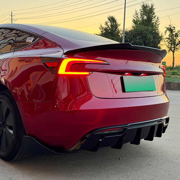 Bagdiffuser med Sidesplitter til Tesla Model 3 (2023+) – Blank Sort