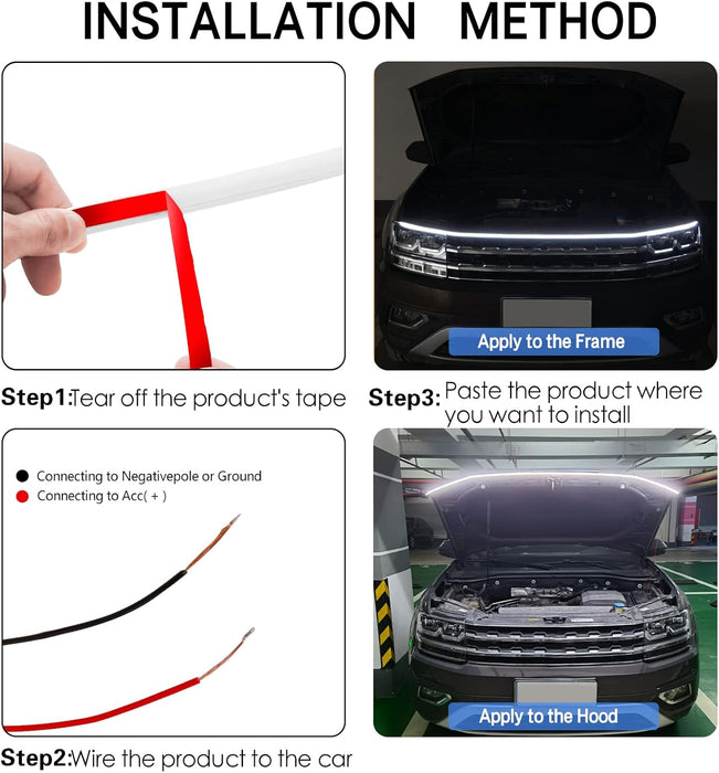LED Motorhjelm Lys 150 cm