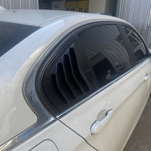 Bagrude Lameller Cover black horizontal louver shades on BMW F30 rear quarter window