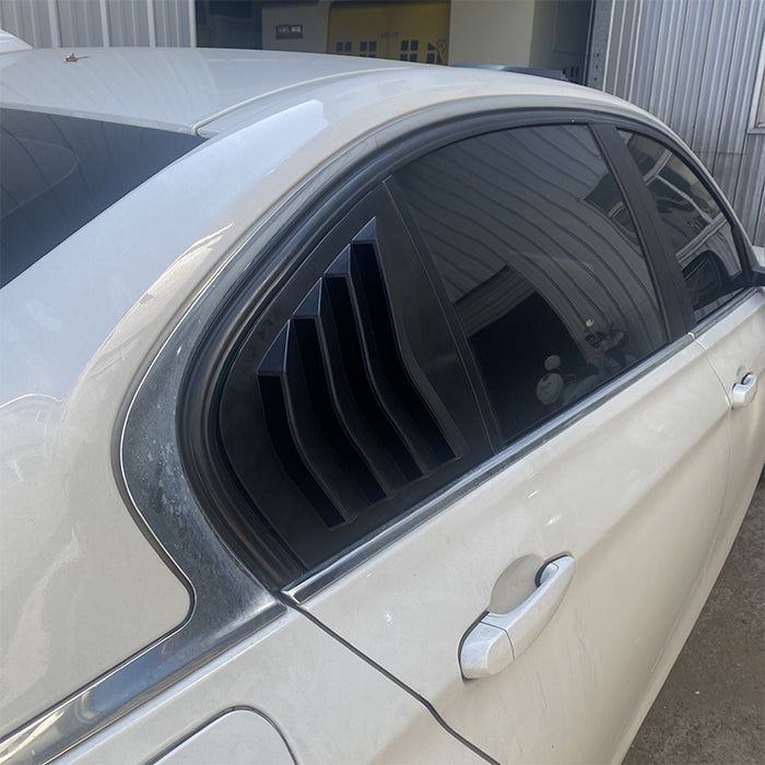 Bagrude Lameller Cover black horizontal louver shades on BMW F30 rear quarter window