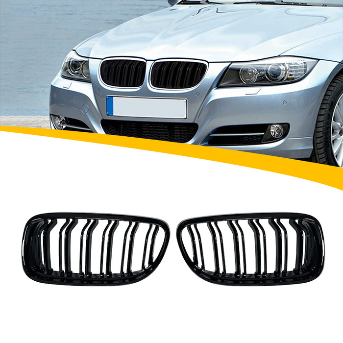 Nyrer Sæt – Front Dobbelt Gitter Grill til BMW E90 (2009–2012) – Blank Sort