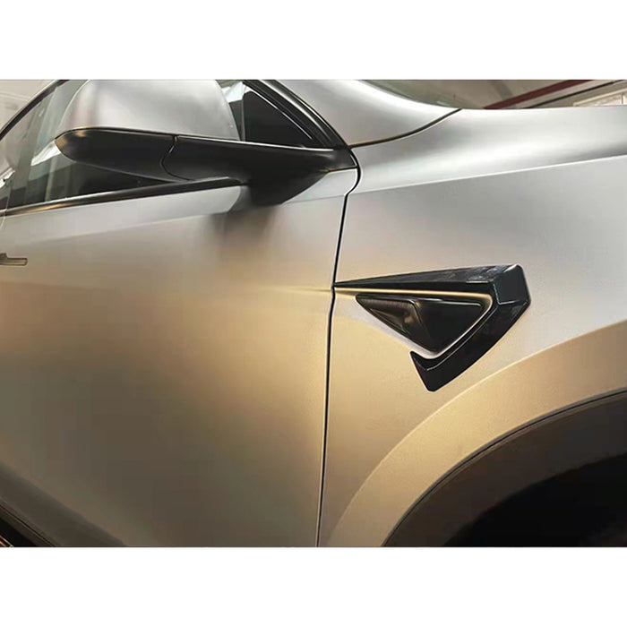Aero Style Sidekamera-dekoration til Tesla Model Y – Blank Sort