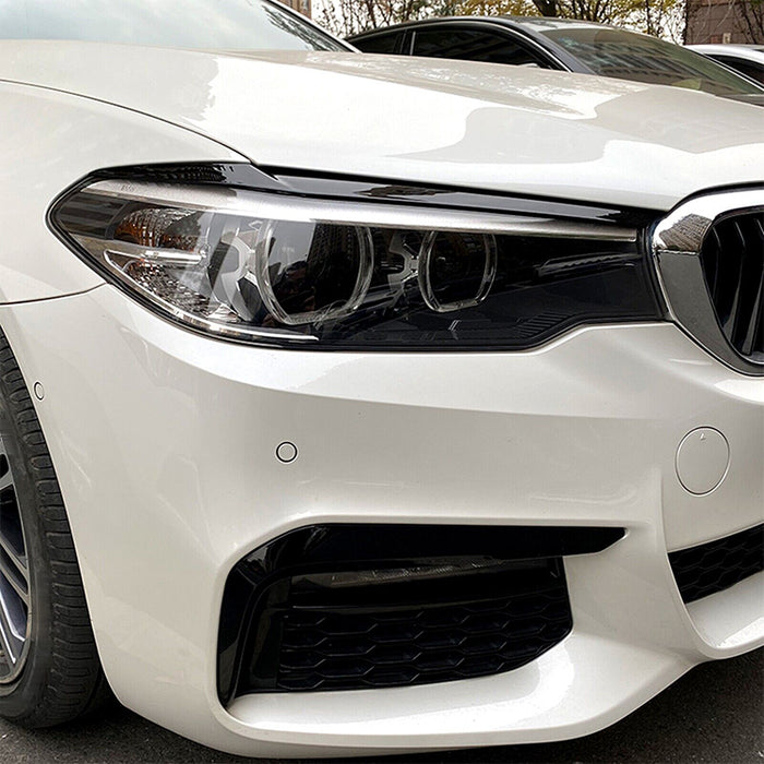Black gloss headlight eye shadows for BMW G30 2018-2020 sedan