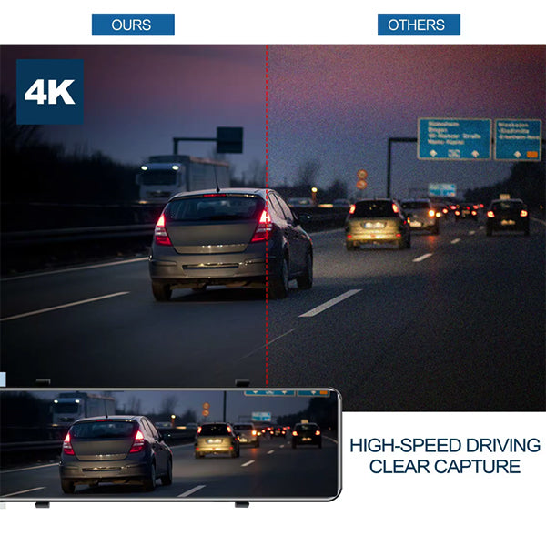 Dual Bakspejl sæt med 4K front + 1080p bagkamera