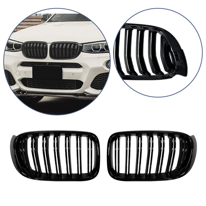 Nyrer Sæt kidney grille set BMW X3 F25 2011-2017 front double bar glossy black grill replacement