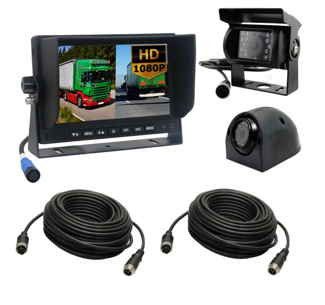 HEAVY DUTY DVR-monitor med delt sidekamera og bakkamera