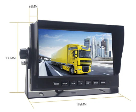 AHD 7" 12V/24V-monitor med DVR 720/1080P QUAD-optagelsesfunktion