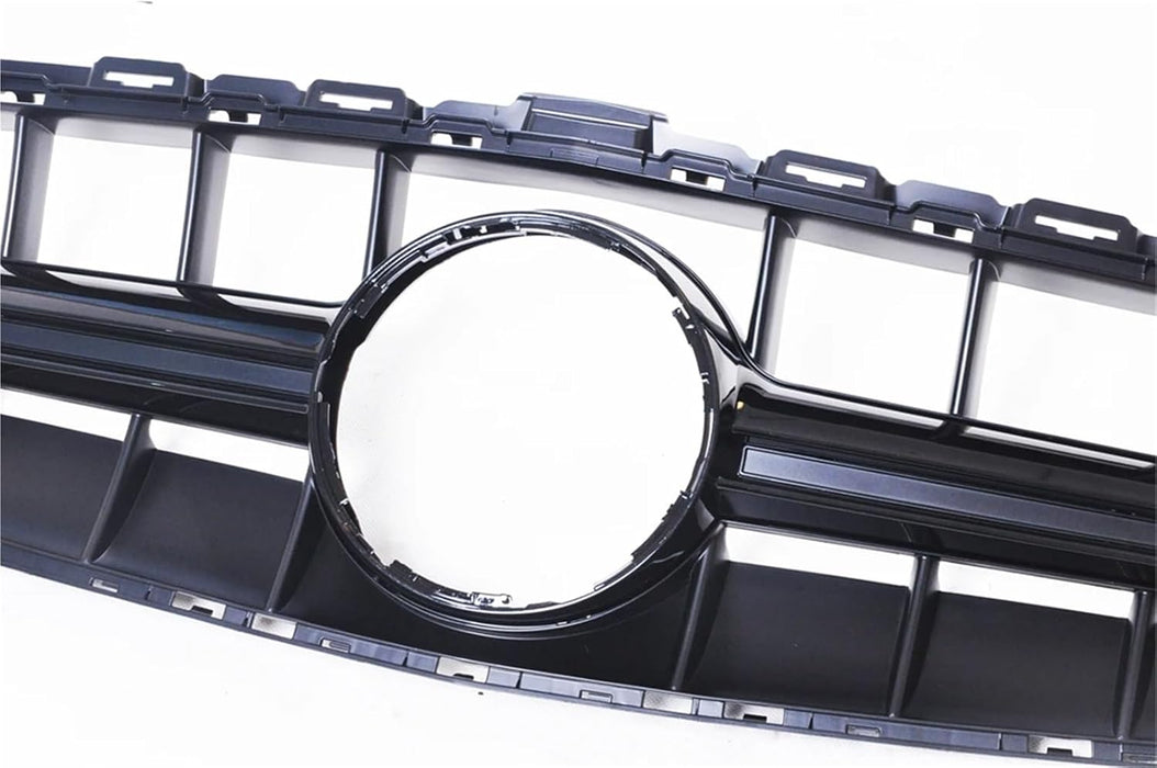 Black AMG E63-style front grille for Mercedes W205 C-Class 2014-2018 with horizontal slats and round center opening