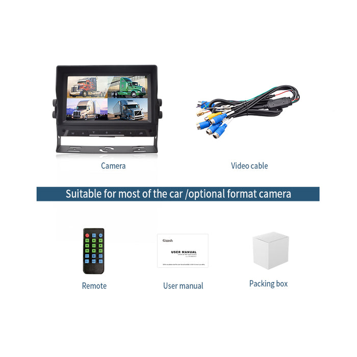 7'' Bakkamera Monitor – 4-kanals (4 pin)