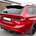 Black bagspoiler boot spoiler on red BMW G21 wagon 2019-2021