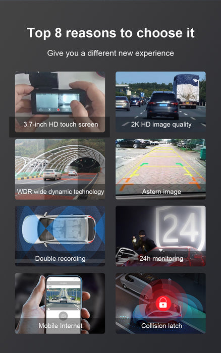 Dual Dashkamera Sæt Pro - 2K Front & 1080P bagkamera