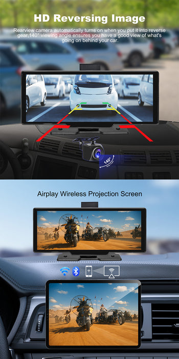 CarMedia Pro – 10.26" Touchskærm Med Trådløs CarPlay & Android Auto Med Indbygget Dashkamera