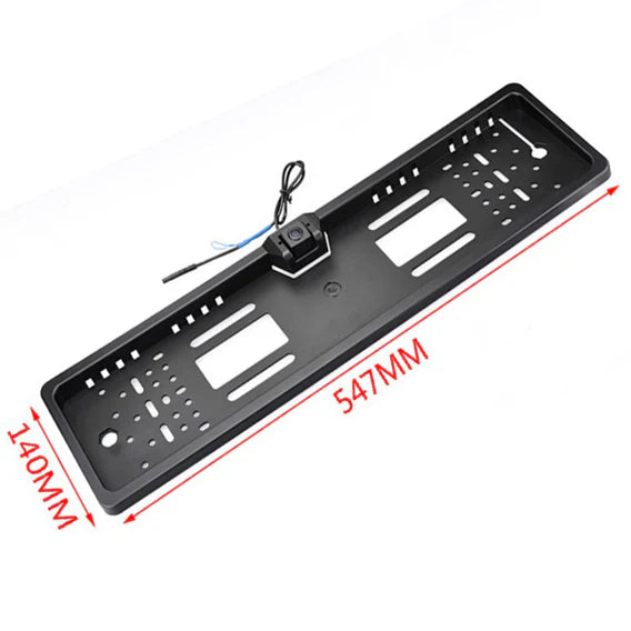 Backkamera med ram för registreringsskylt