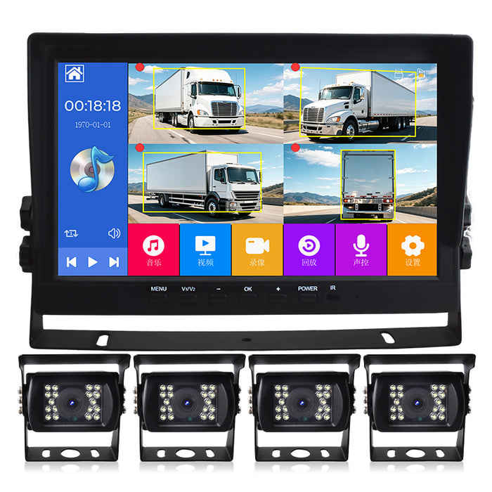 PRO HD 4-Kamera Bakkamerasystem med 10" Touch Monitor (HD IPS) – AHD 720P, Live View & Bevægelsesdetektion