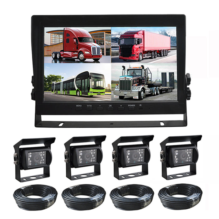 PRO HD 4-Kamera Bakkamerasystem med 10" Touch Monitor (HD IPS) – AHD 720P, Live View & Bevægelsesdetektion