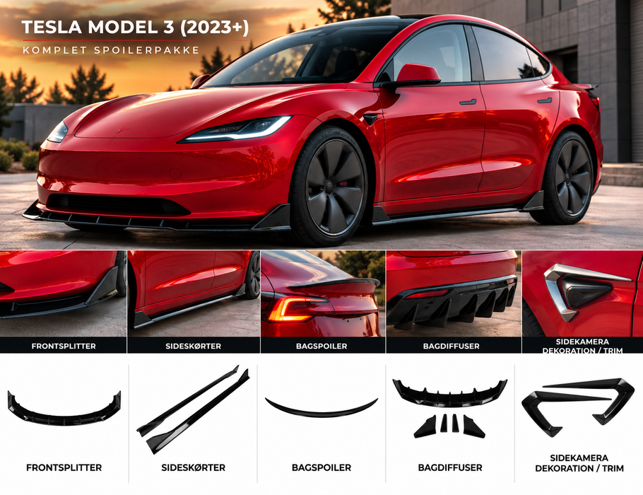 Tesla Model 3 (2023+) – Komplet Spoilerpakke