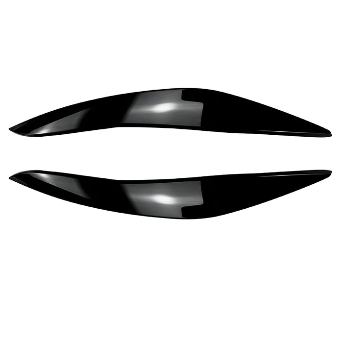 Pair of black glossy headlight eyebrow trim pieces for BMW F10/F11 Prefacelift