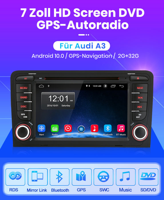 7'' Android multimedia touchsystem til Audi A3 8P