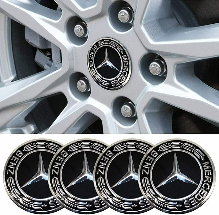 4 stk Mercedes-Benz centerkapsler i sort