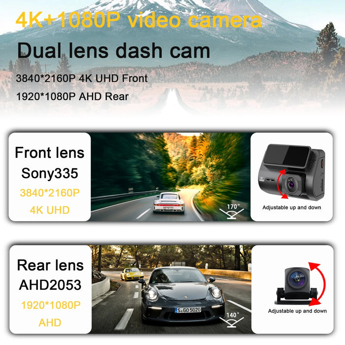 4K Dash-kamerauppsättning fram+bak