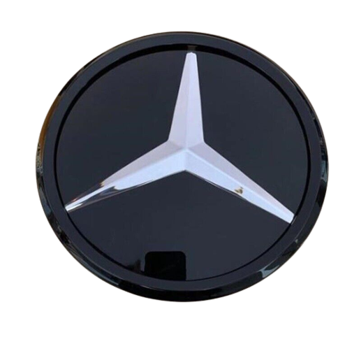 Mercedes-Benz logotyp fram silver svart 