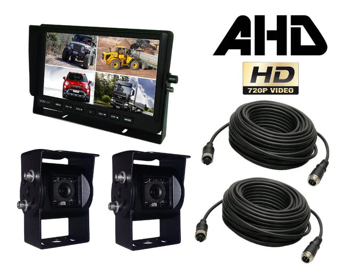 Kit Expert PRO AHD 2 x 720P bakkamera + 2 x 15m + Monitor 10" QUAD 12V/24V 4-PIN