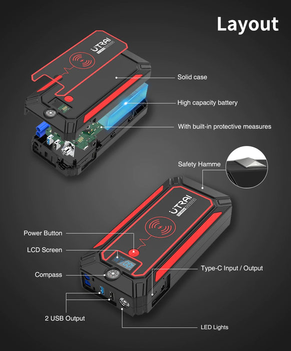 Batteri Booster 24000 mAh 2500A